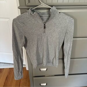 Gray Quarter-Zip Top